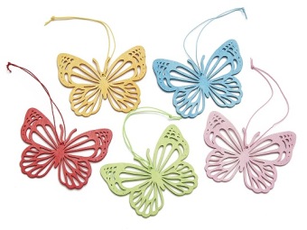 Hanger Vlinder 10 cm 4 st. Geel