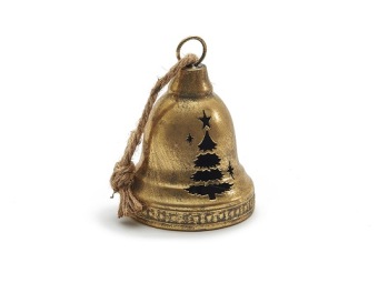 Kerstklok 'Jingle' goud 13 cm