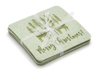 Onderzetter 'Merry Xmas' klei 4 st.