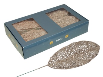 Glitter Blaadjes op Draad Champagne 12 st.