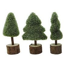 Kerstboom Glitter op Houten Voet 3 st.