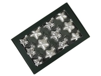 Kerststerretjes In Glas 40 mm 12 st Silver Combi
