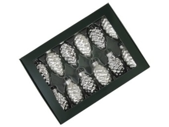 Kerstballetjes In Glas Cone 60 mm 12 st Silver Combi