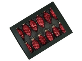 Kerstballetjes In Glas Cone 60 mm 12 st Red Combi