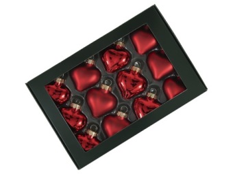 Kerstballetjes In Glas Hart 40 mm 12 st Red Combi