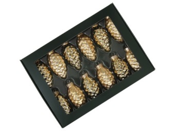 Kerstballetjes In Glas Cone 60 mm 12 st Gold Combi