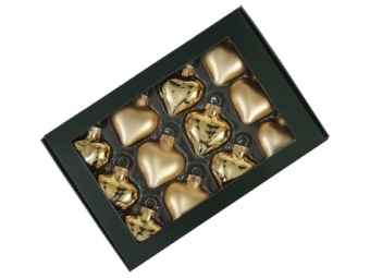 Kerstballetjes In Glas Hart 40 mm 12 st Gold Combi
