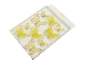 Vlinder met clip geel 10 st.