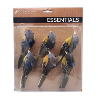 Vogels Blauw Geel 6 st.