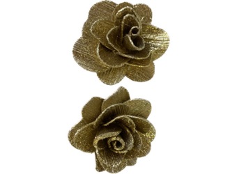 Houten Rozen 6 cm 6 st Goud