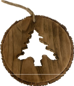 Houtschijf Hanger Kerstboom 27 cm