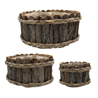 Plantenbakken Houtstrips set van 3