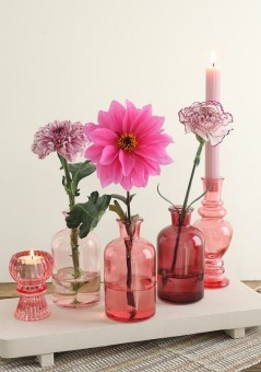 Gekleurde Glazen Vaasjes Riga Roze 3 st.