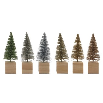 Kerstboom Op Houten Voet 12 cm 6 st.