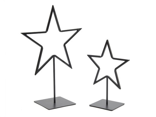 Ster op voet zwart 24 cm