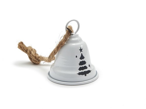 Kerstklok 'Jingle' wit 9 cm