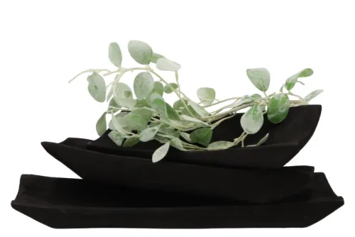 Schaal Hout 'Boot' Zwart