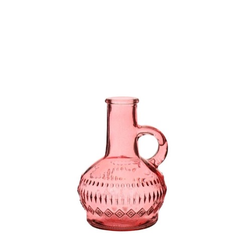 Gekleurde glazen fles lille roze Ø7 h.10 cm 12 st.