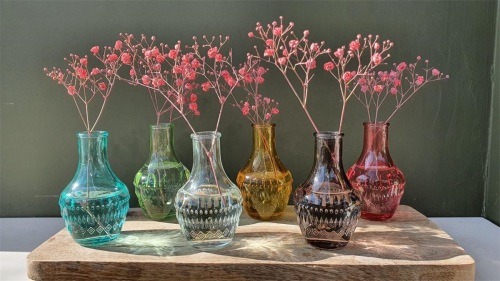 Gekleurde glazen fles milano grijs Ø6 h.10 cm 12 st.