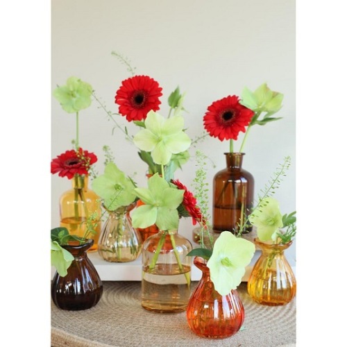 Gekleurde Glazen Vaasjes Riga Oranje/bruin 4 st.