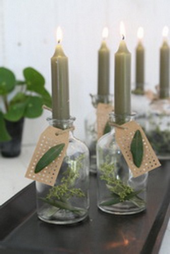 Spitskaars Moss Green 7 st.